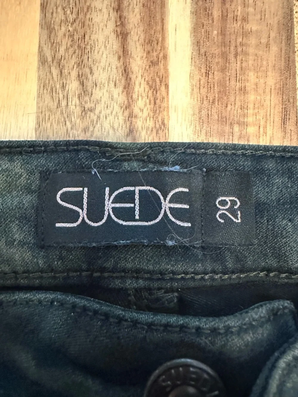 SUEDE Black Gray Rile Low Rise Legging Size 29‎